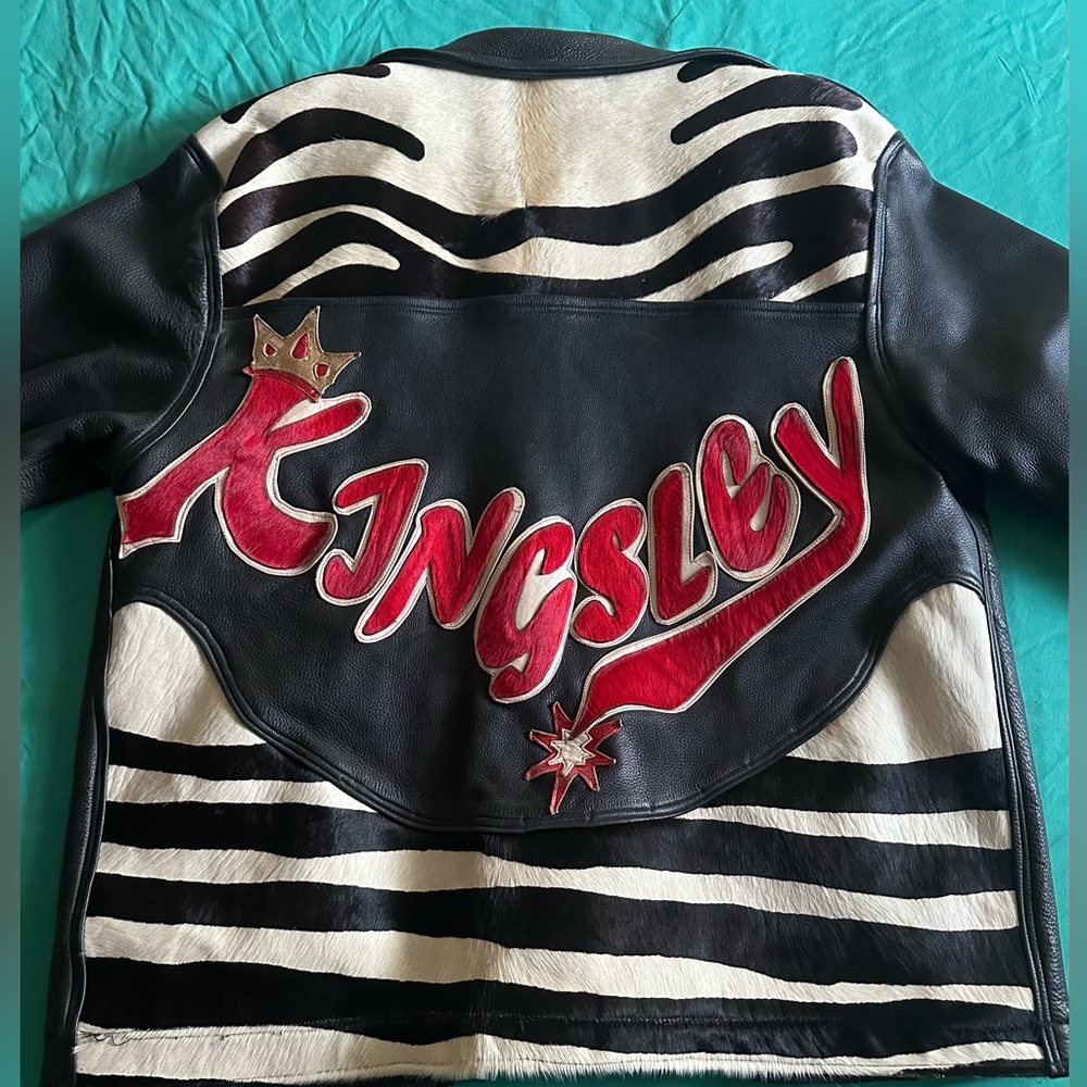 HEAVY Leather jacket- BULL HIDE and (faux) zebra hair